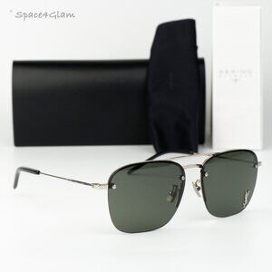 Saint Laurent Women Sunglasses Silver Grey Pilot SL309M 002 NEW AUTHENTIC